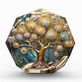 Gouden Robot Hand met Gouden Boom des Levens Fotoblokken (Voorkant)