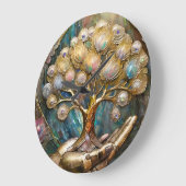 Gouden Robot Hand met Gouden Boom des Levens Grote Klok (Hoek)