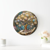 Gouden Robot Hand met Gouden Boom des Levens Grote Klok (Huis)