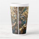 Gouden Robot Hand met Gouden Boom des Levens Latte Mok (Voorkant)