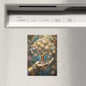 Gouden Robot Hand met Gouden Boom des Levens Magneet (Insitu (Vaatwasser))
