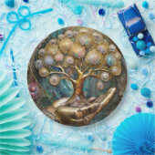 Gouden Robot Hand met Gouden Boom des Levens Papieren Bordje (Feest)