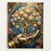 Gouden Robot Hand met Gouden Boom des Levens Planner (Voorkant)