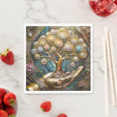 Gouden Robot Hand met Gouden Boom des Levens Servet (Insitu)