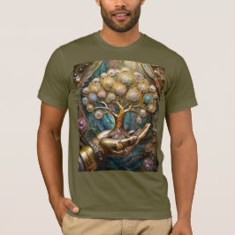Gouden Robot Hand met Gouden Boom des Levens T-shirt