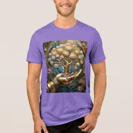 Gouden Robot Hand met Gouden Boom des Levens Tri-Blend Shirt