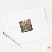 Gouden Robot Hand met Gouden Boom des Levens Vierkante Sticker (Envelop)