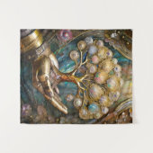 Gouden Robot Hand met Gouden Boom des Levens Wandkleed (Voorkant (horizontaal))