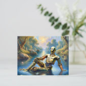 Gouden Robot Ophelia in het Water Briefkaart (Staand voorkant)