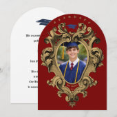 Gouden Rococo Cartouche Fototemplate Afstuderen Kaart (Voorkant / Achterkant)