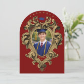 Gouden Rococo Cartouche Fototemplate Afstuderen Kaart (Staand voorkant)