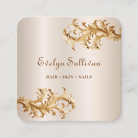 Gouden rococo ornamenten visitekaartje (Voorkant)