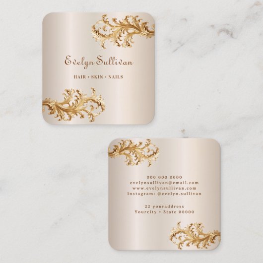Gouden rococo ornamenten visitekaartje (Voorkant / Achterkant)
