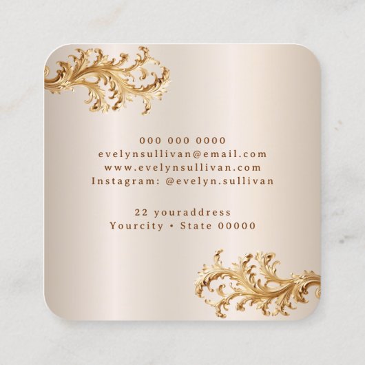 Gouden rococo ornamenten visitekaartje (Achterkant)