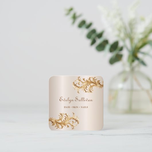 Gouden rococo ornamenten visitekaartje (Staand voorkant)