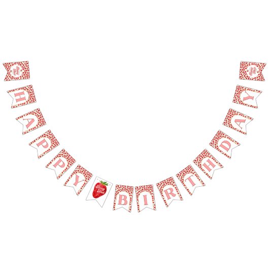 Gouden Rode Aardbeienbes Eerste Gelukkige Verjaard Vlaggetjes (Alle)