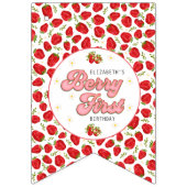 Gouden Rode Aardbeienbes Eerste Gelukkige Verjaard Vlaggetjes (Eerste vlag)