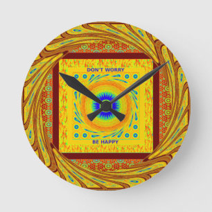 Gouden Rode Afrikaanse Traditionele Kleur Ronde Klok