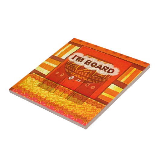 Gouden Rode Afrikaanse Traditionele Kleuren Print Tegeltje (Zijkant)