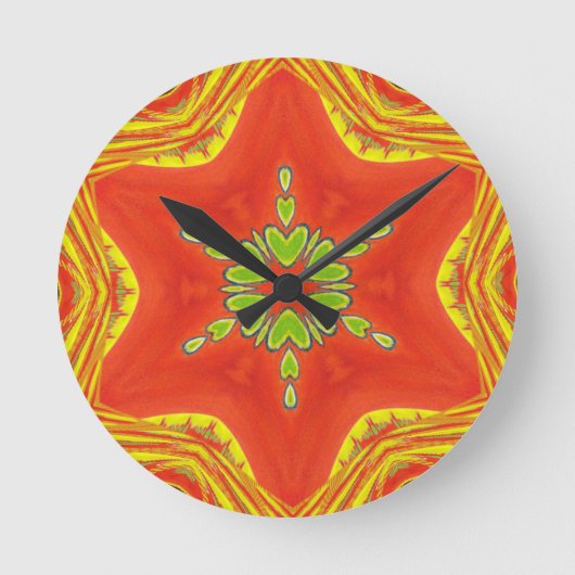 Gouden rode Afrikaanse Traditionele kleuren Ronde Klok (Voorkant)