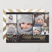 Gouden rode bessen 6 fotocollage PRETTIGE FEESTDAG Feestdagenkaart (Voorkant / Achterkant)