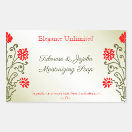 Gouden rode bewerkbare zeep of ambachtelijke Stick Rechthoekige Sticker