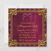 Gouden Rode Bourgondische Maroon Masker Masquerade Kaart (Achterkant)