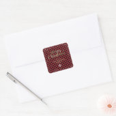 Gouden Rode Buffel Plaid Sneeuwvlok Kerstmis Vierkante Sticker (Envelop)