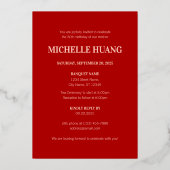 Gouden Rode Chinese Ouderdom (Shou) Verjaardag Folie Uitnodiging (Achterkant)