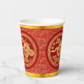 Gouden Rode Chinese Slang papier-cut 2025 PC Papieren Bekers (Links)