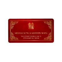 Gouden Rode Chinese Trouwlabel