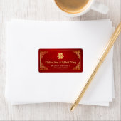 Gouden Rode Chinese Trouwlabel Etiket (Insitu)