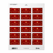 Gouden Rode Chinese Trouwlabel Etiket (Full Sheet)