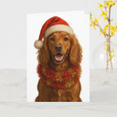 Gouden / rode Cocker Spaniel Prettig Kerstkaart Kaart (Gele Bloem)