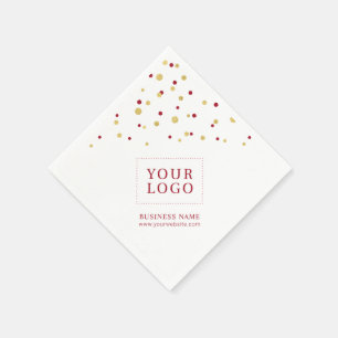 Gouden Rode Confetti Custom Business Promotie Logo Servet