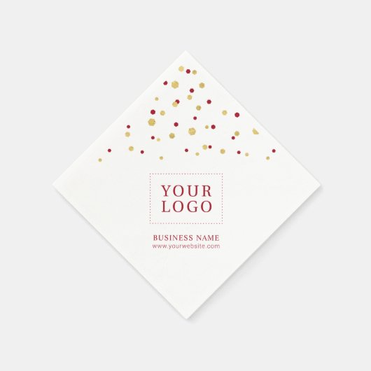 Gouden Rode Confetti Custom Business Promotie Logo Servet (Hoek)