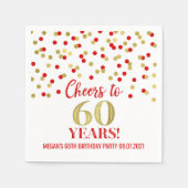 Gouden Rode Confetti juicht tot 60 jaar Servet (Voorkant)