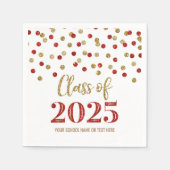 Gouden rode Confetti klasse van 2025 servetten (Voorkant)