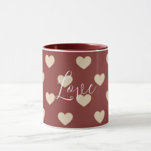 Gouden Rode Crème Glitter Harten Valentijnsdag Mok