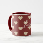 Gouden Rode Crème Glitter Harten Valentijnsdag Mok (Voorkant links)