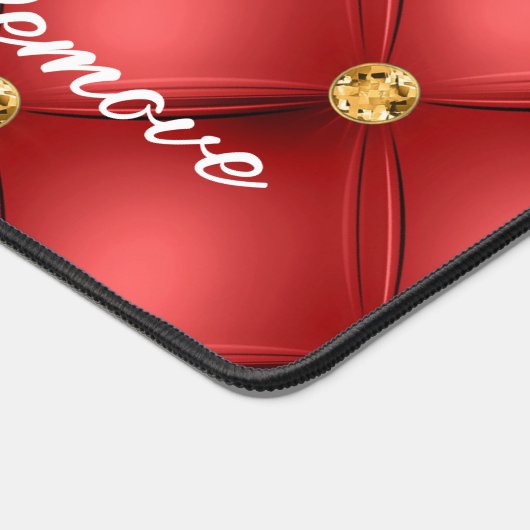 Gouden rode diamant getufte aangepaste tekstnaam bureaumat (Hoek)