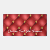 Gouden rode diamant getufte aangepaste tekstnaam bureaumat (Voorkant)