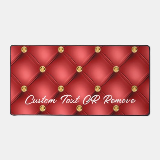 Gouden rode diamant getufte aangepaste tekstnaam bureaumat (Voorkant)