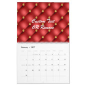 Gouden rode diamanten getufte lederen tekstkalende kalender (Feb 2027)