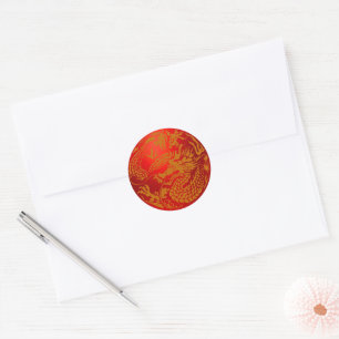 Gouden Rode Draak Chinees Nieuwjaar Ronde Sticker