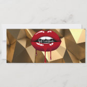Gouden Rode Druppelende Lippen Make-up Cadeaubon Kaart (Voorkant)