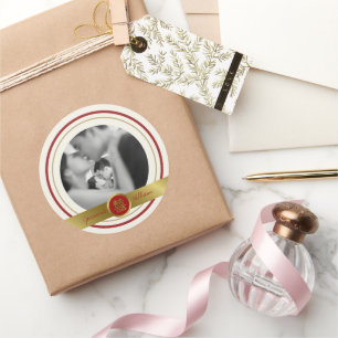 Gouden Rode Dubbele Geluk Foto Chinese Bruiloft Ronde Sticker