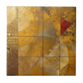 Gouden, rode en blauwe geometrische hemel tegeltje