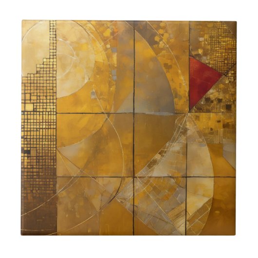 Gouden, rode en blauwe geometrische hemel tegeltje (Voorkant)