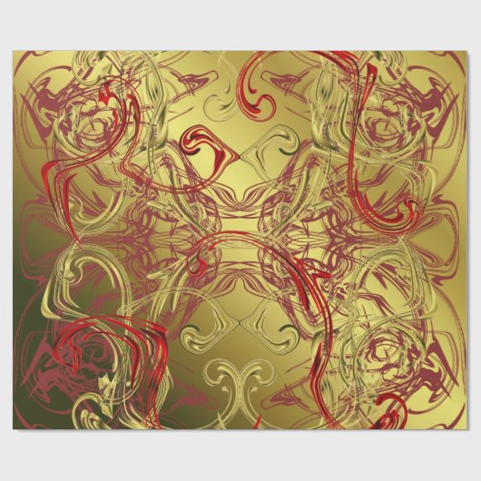 gouden, rode en zwarte glanzend kleurig cadeaupapier (Vlak)